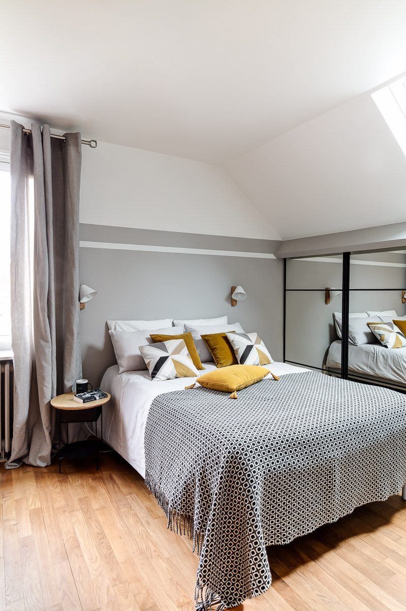 Baja Architecture Réalisation chambre double sous combles chez A et S au Vésinet dans une maison de 240 m2