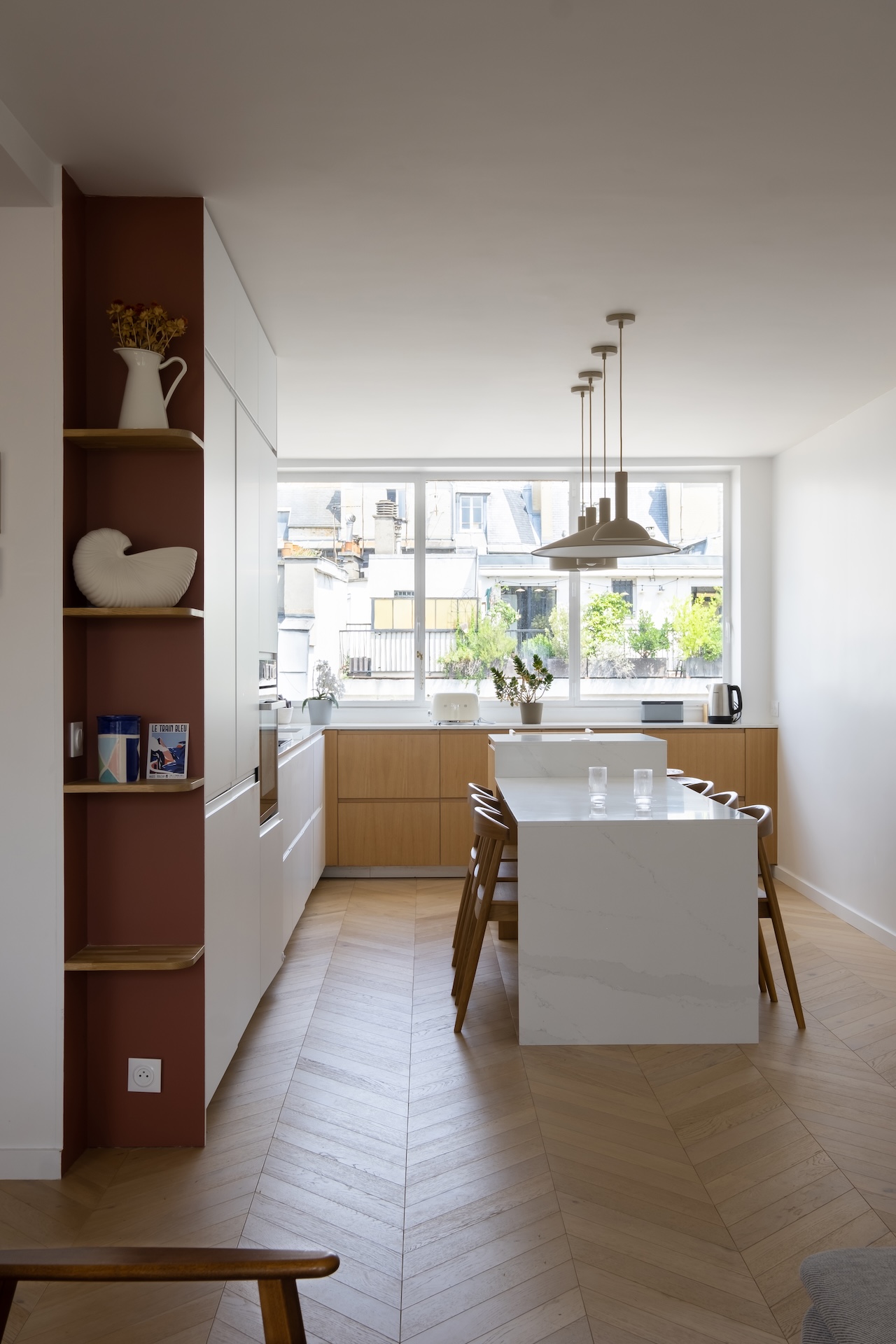 Baja Architecture Réalisation cuisine et pièce de vie chez I et J à Paris dans un appartement de 90 m2